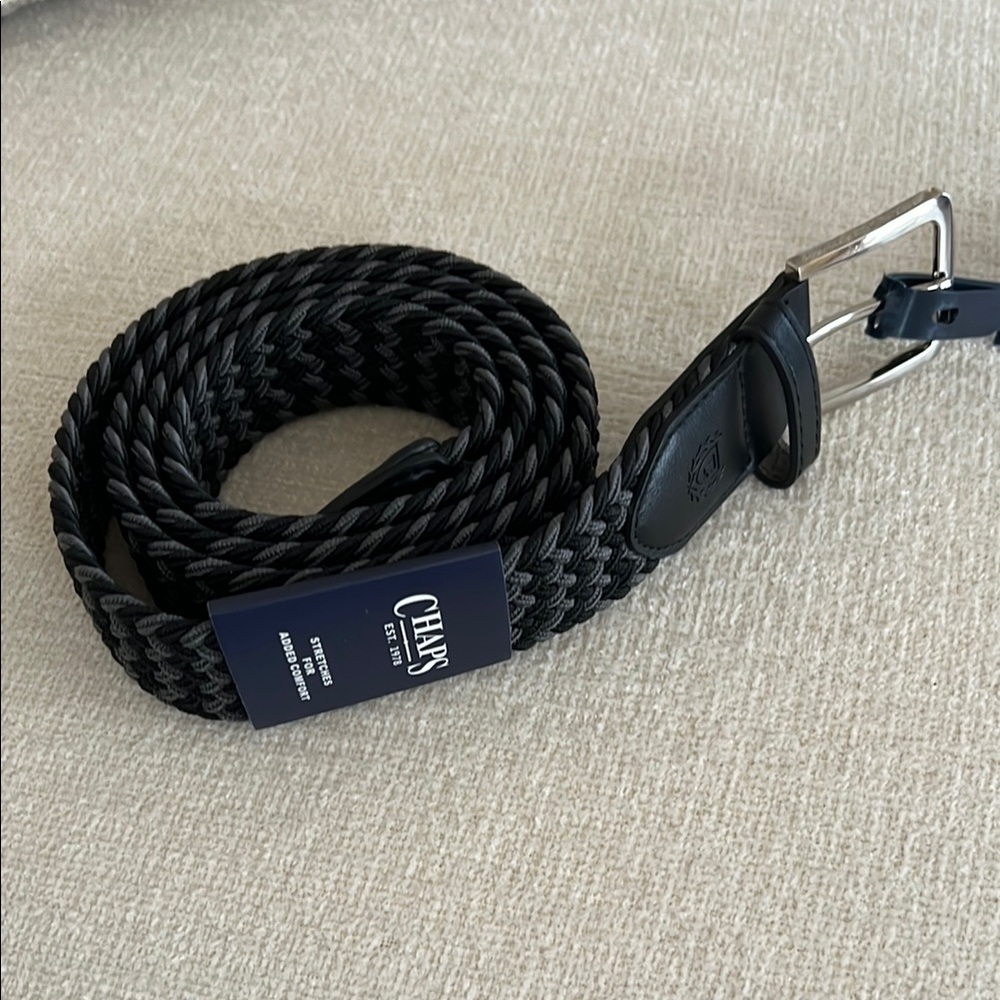 Chaps Black Gray Belt